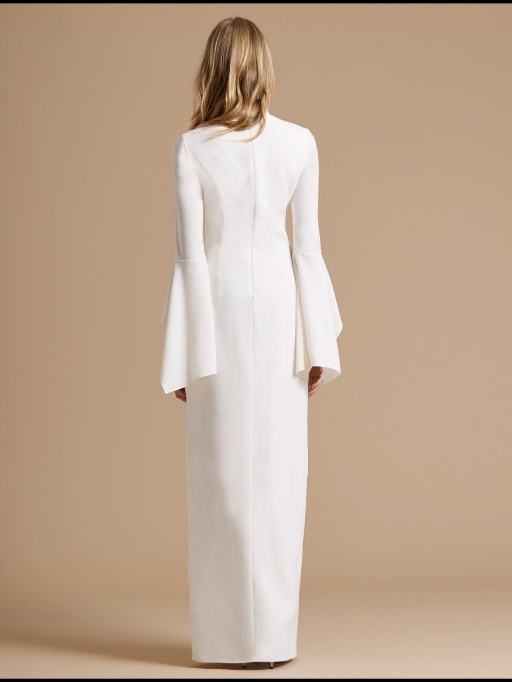 Halston flounce sleeve crepe gown - Picture 2 of 3